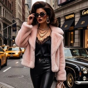 Victoria's Secret Plush Faux Fur Jacket - Blush Pink  - Size S